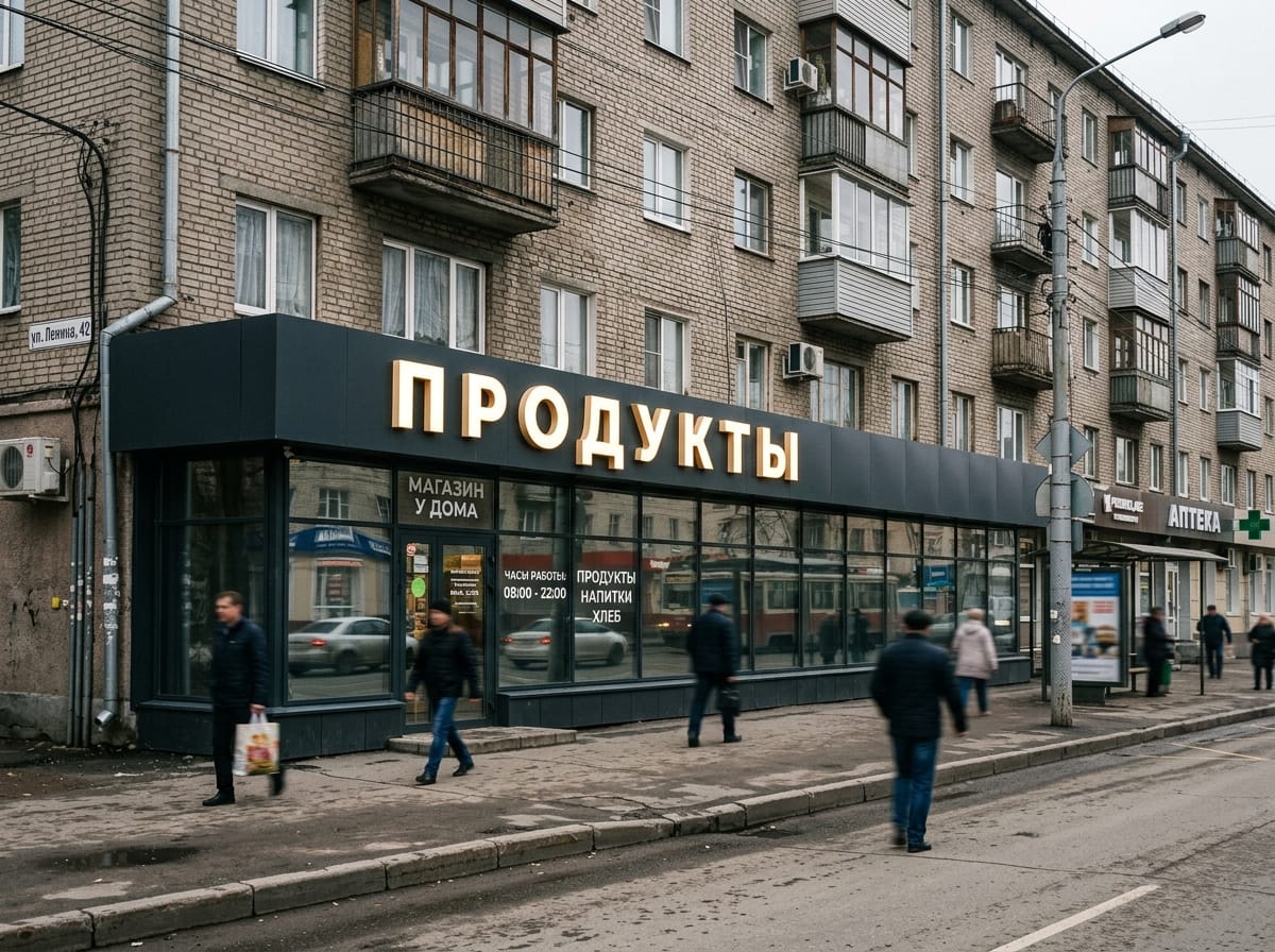Объёмные световые буквы магазина одежды на тёмной композитной фризовой полосе