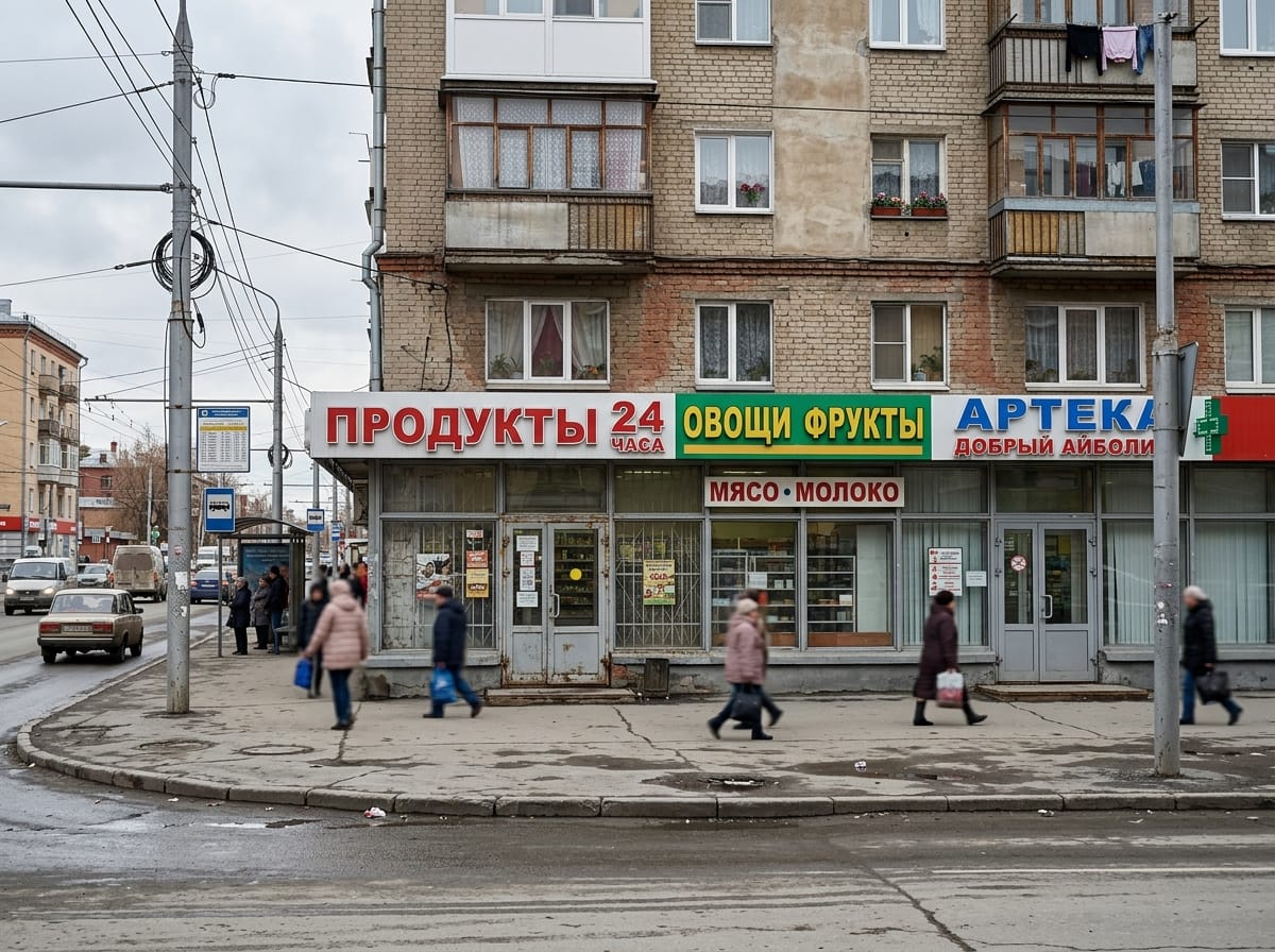 Вывеска магазина на первом этаже жилого дома в границах фризовой полосы