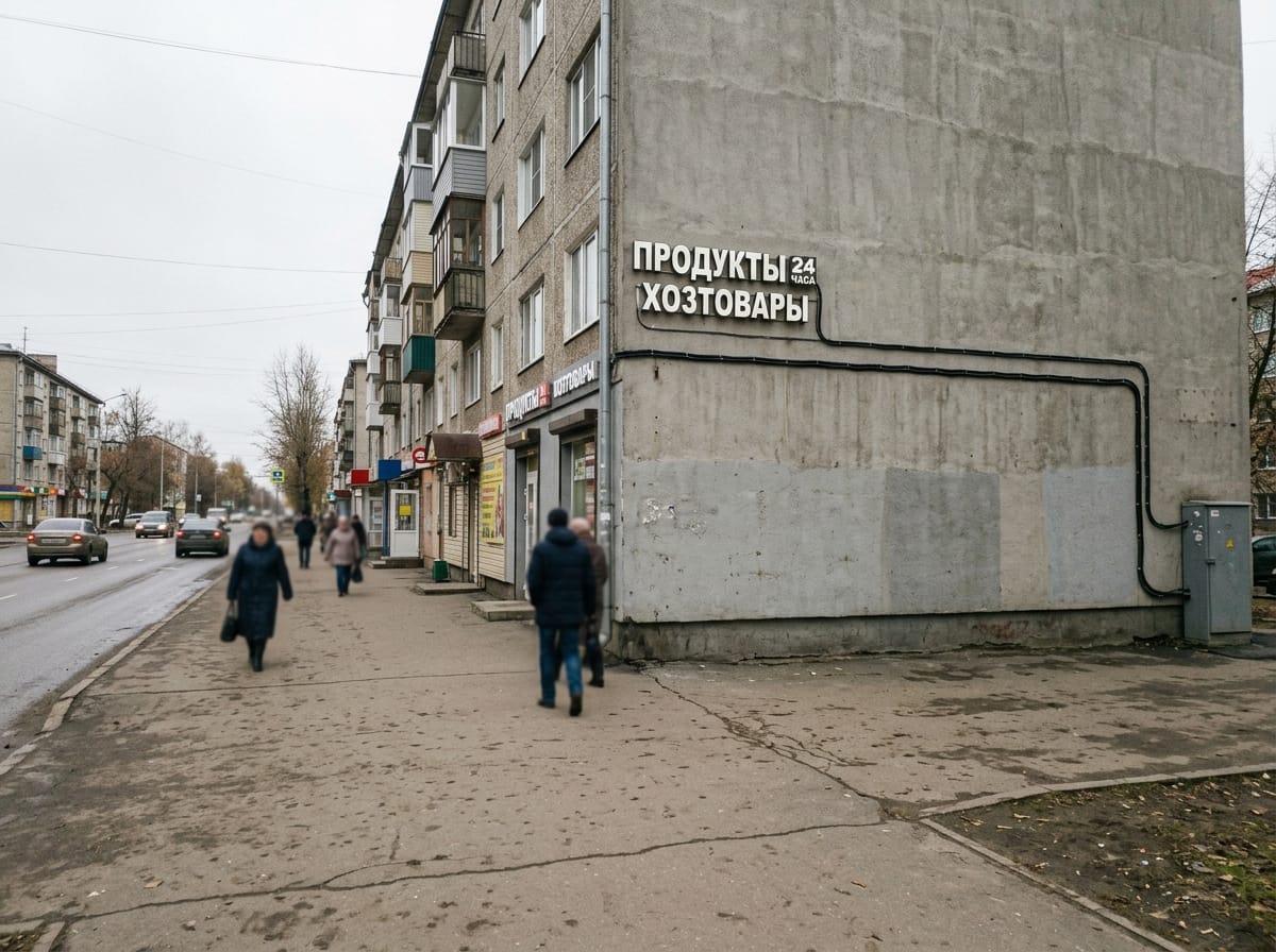На глухом торце здания