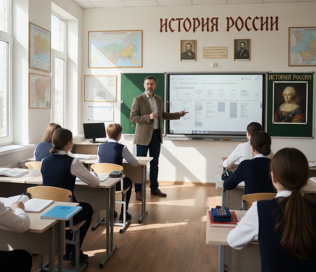 школа, урок, учитель, история России. Фото сгенерировано ИИ