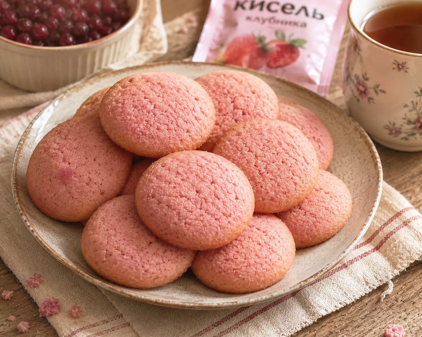 Фото ИИ Песочное печенье с кисельной крошкой