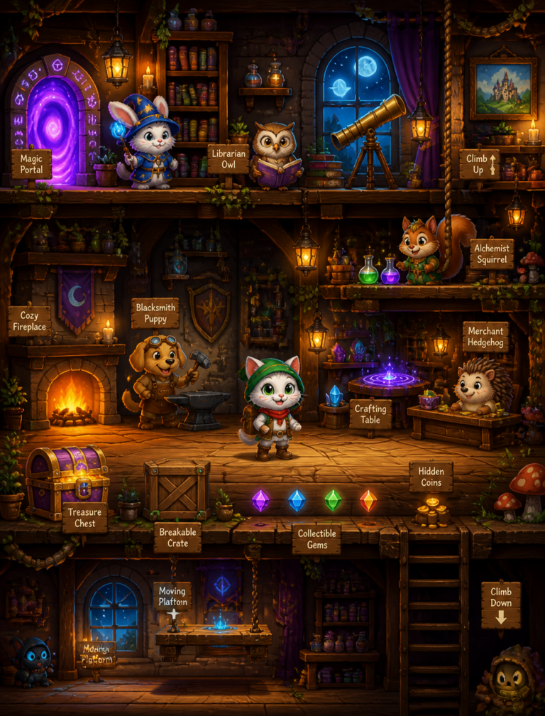 Промпт для игры Lily’s World: уютный домик ведьмы