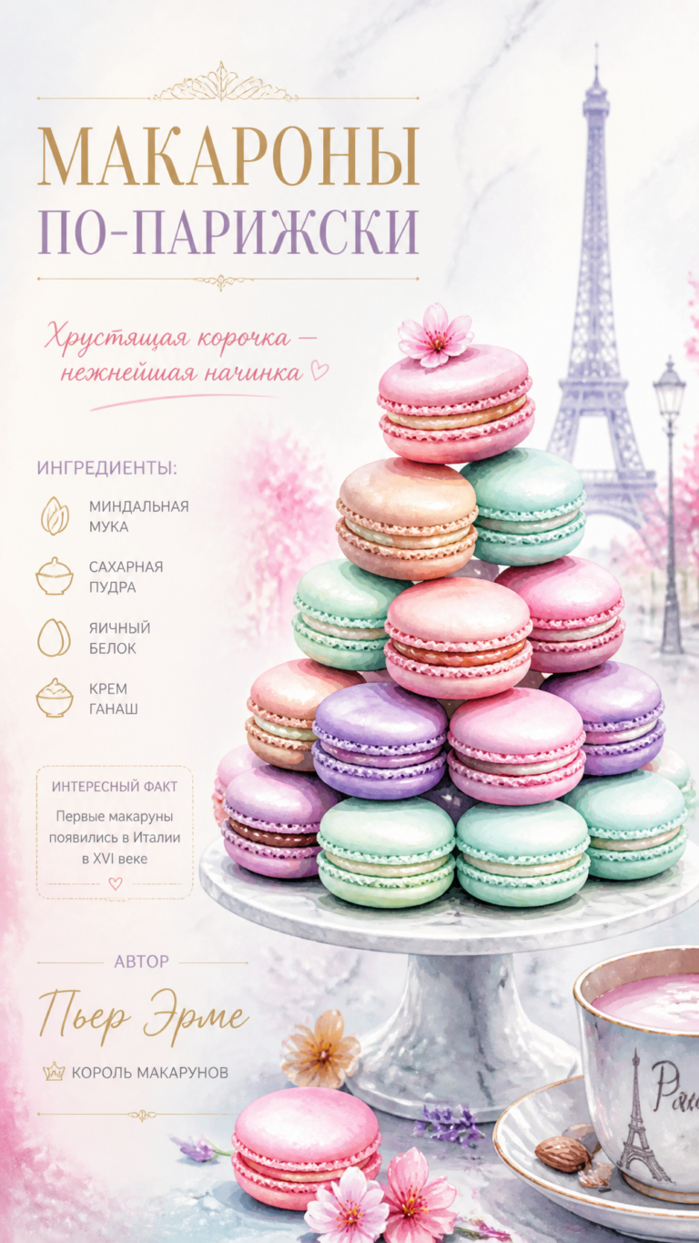 Французские макаруны: акварельная иллюстрация и создание атмосферного визуала