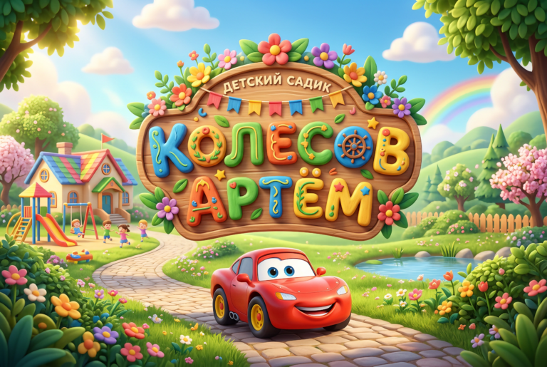 Промпт для создания детского знака с именем Артём в стиле Pixar