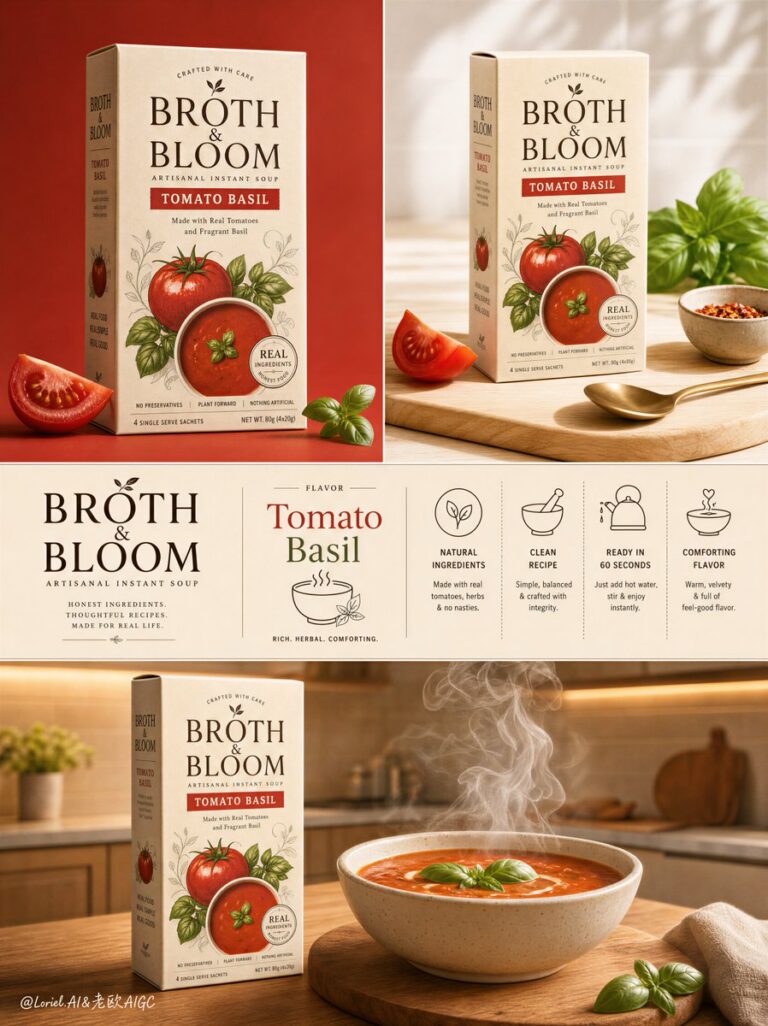 Промпт для создания кинопостера: премиальная упаковка Broth & Bloom