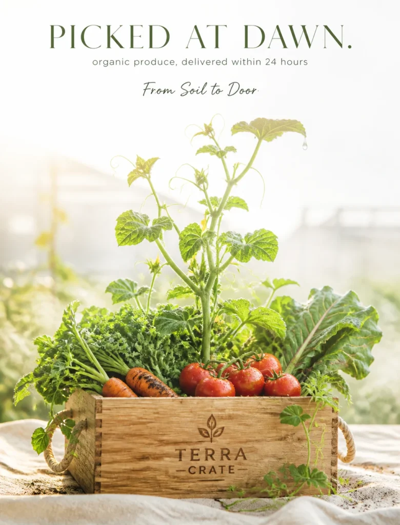 Промпт для создания постера бренда TERRA CRATE