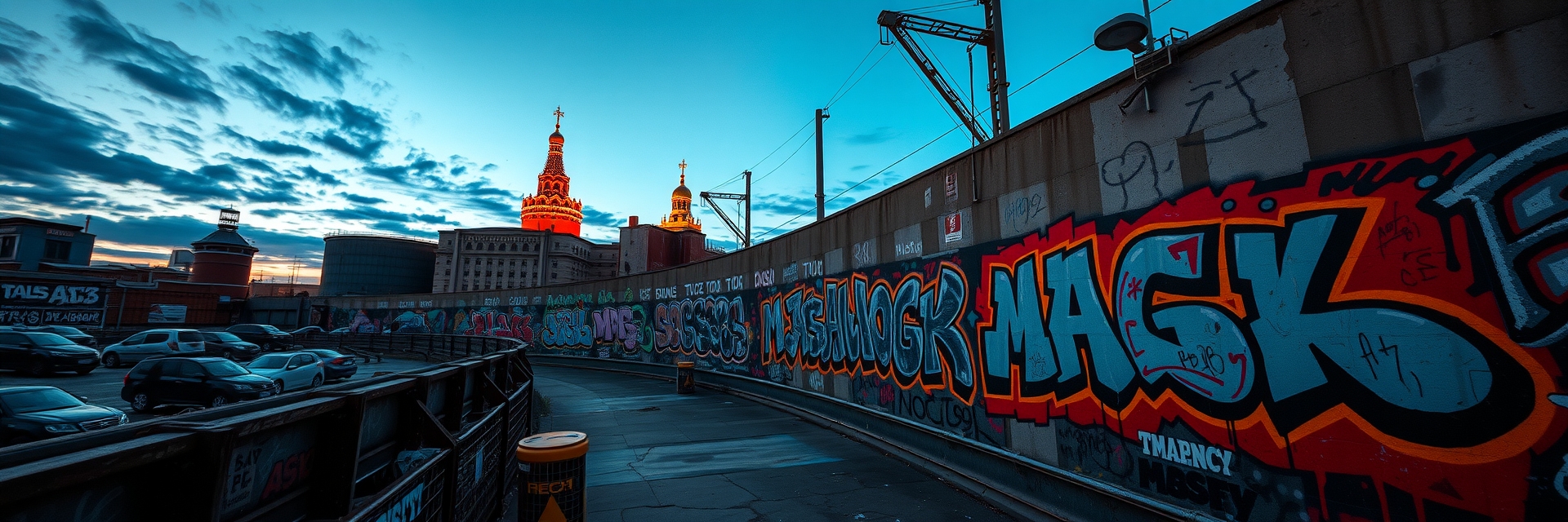 Москва неоновая в стиле граффити и уличного дизайна