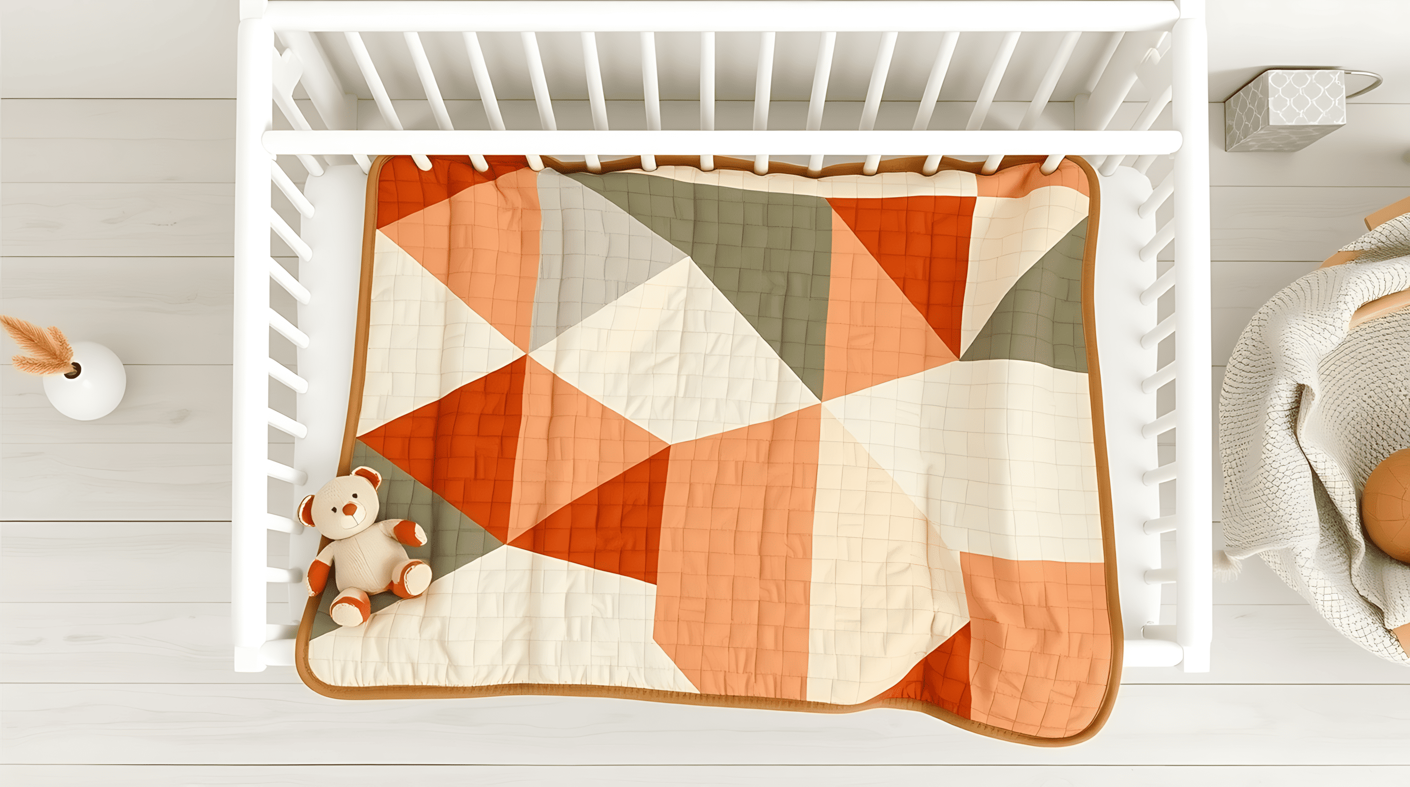 Детское одеяло в стиле пэчворк: лоскутное тепло, дизайн и душа. Создано ИИ для сайта Aifoto.ru дизайнером Slavin912Art