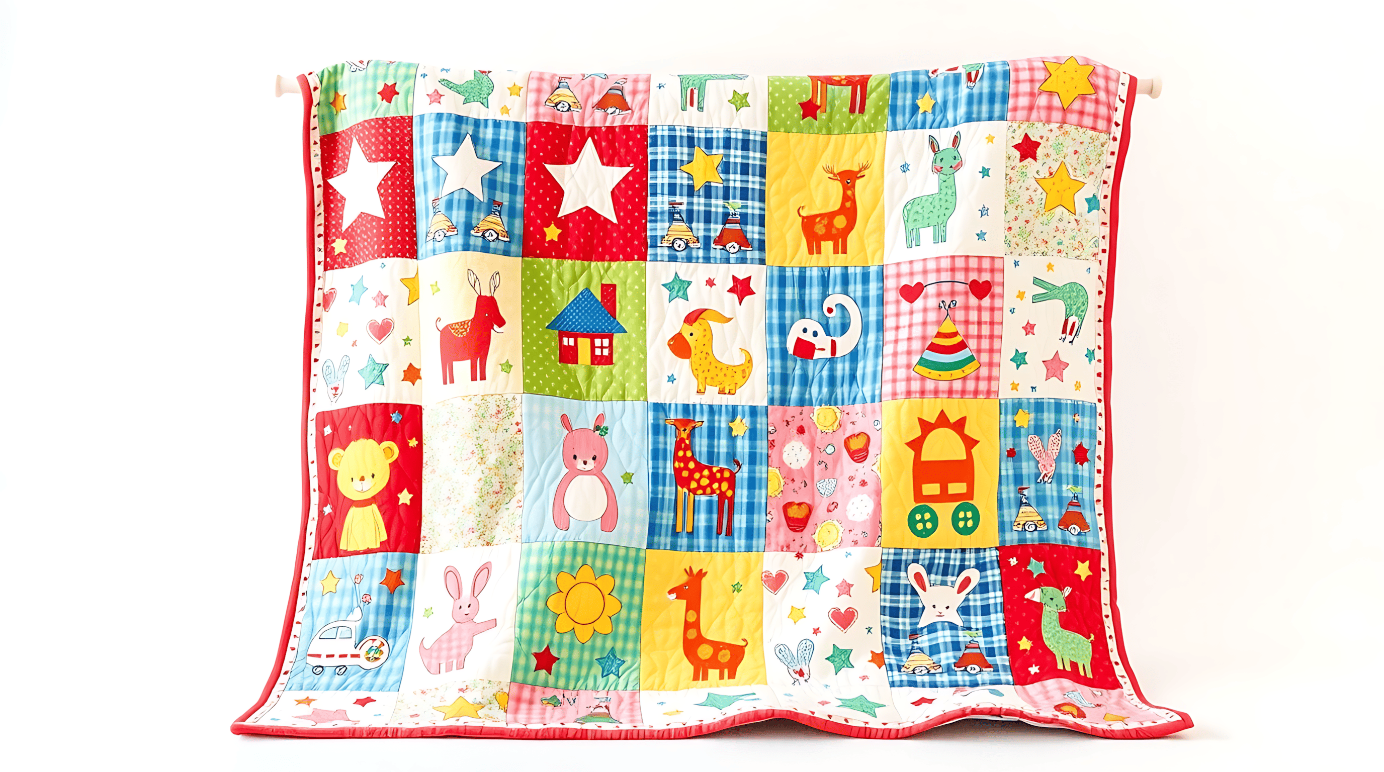 Детское одеяло в стиле пэчворк: лоскутное тепло, дизайн и душа. Создано ИИ для сайта Aifoto.ru дизайнером Slavin912Art