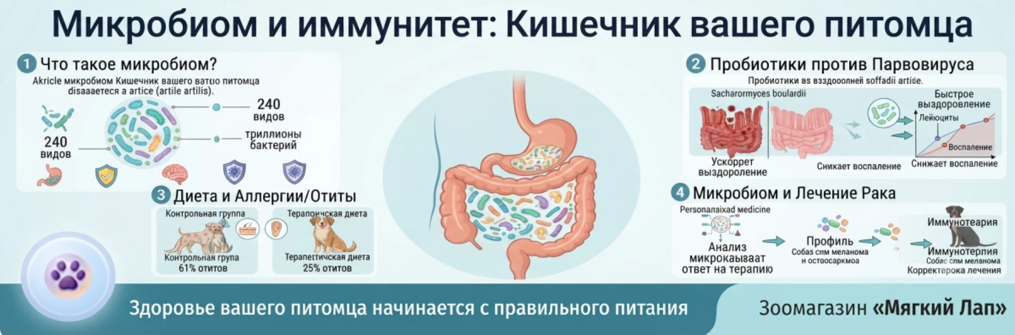Микробиом и иммунитет: как кишечник вашего питомца влияет на его здоровье и даже продолжительность жизни