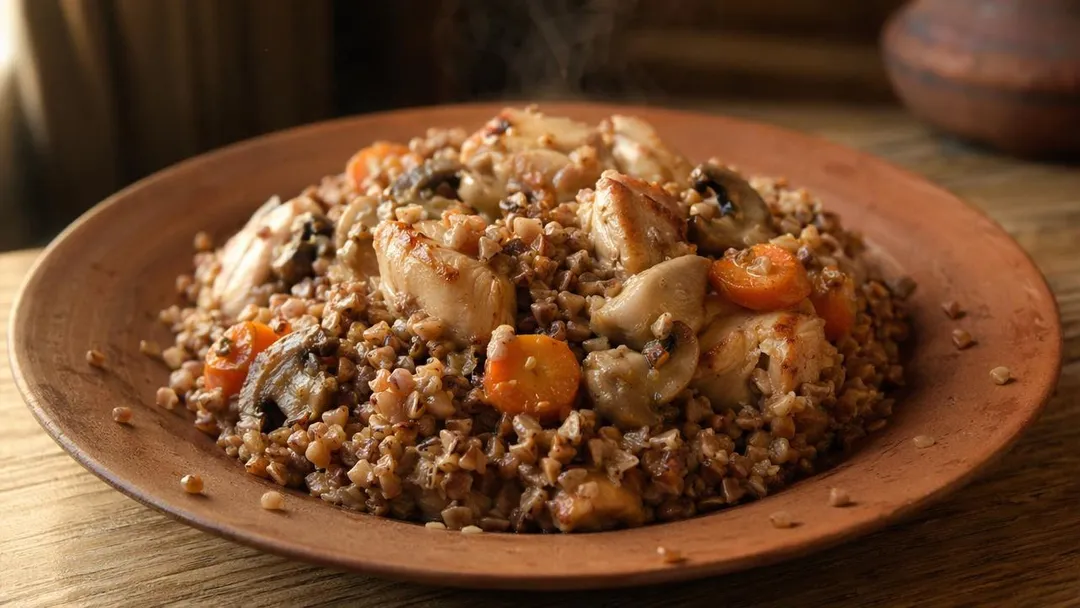 Гречка с курицей и грибами из рецептов СборникPro
