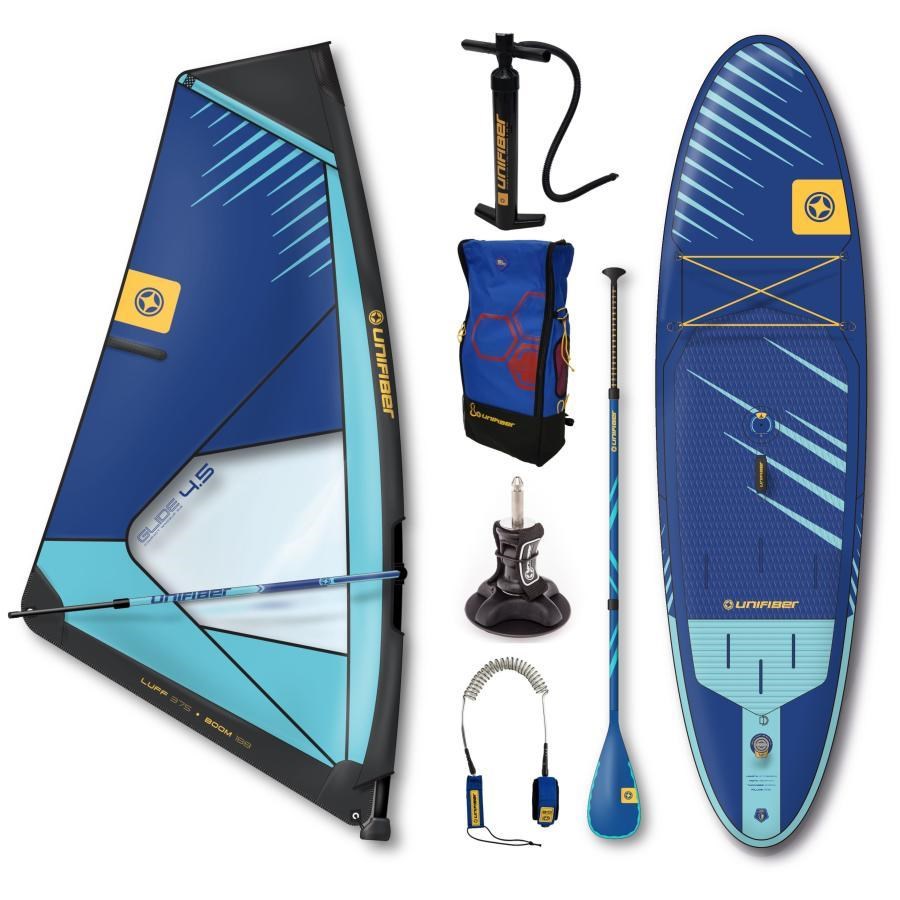 Доска SUP надувная компл. +парус Unifiber 23 Oxygen iWindSup FCD 10'7" & Compact 2.5 Rig Paddle Leash