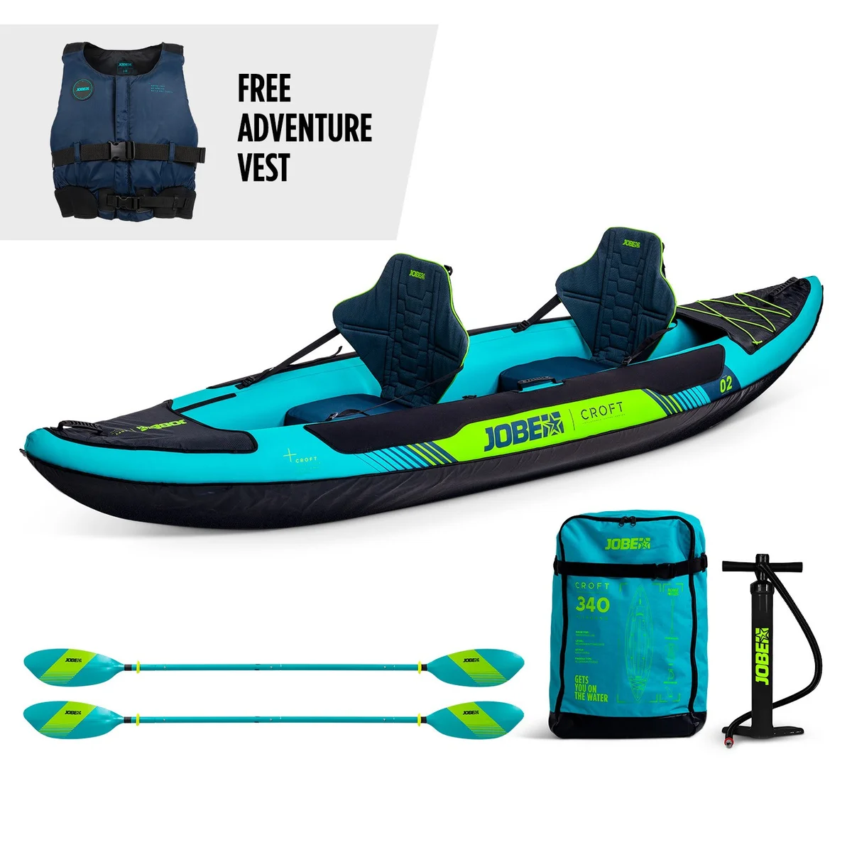 Каяк надувной компл. Jobe 25 Croft Inflatable Kayak Package