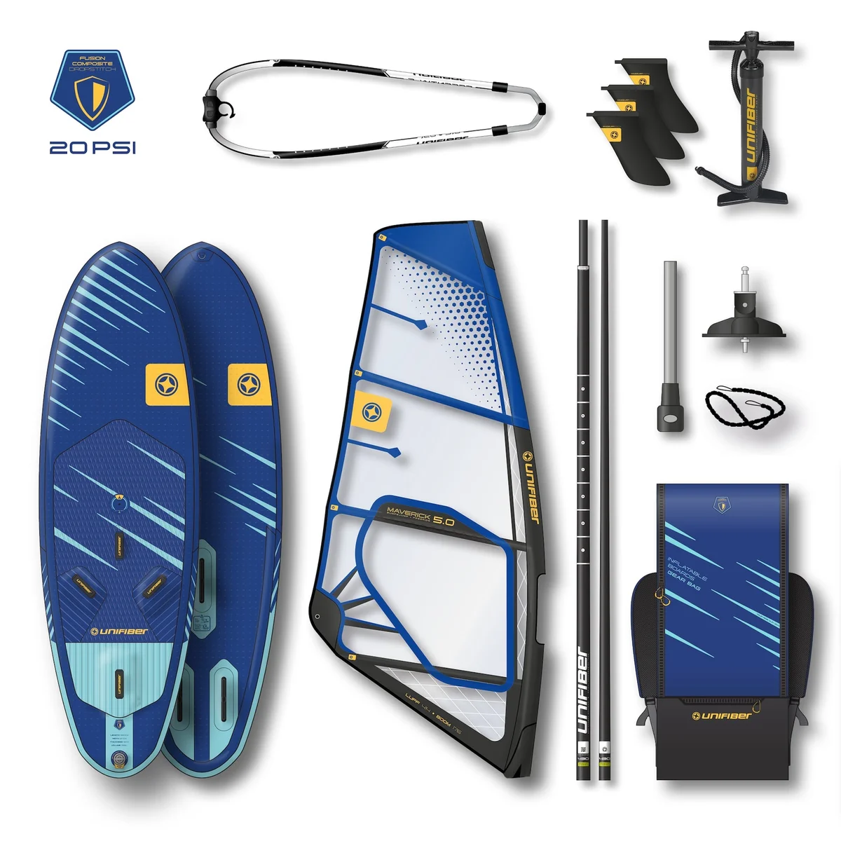 Доска с парусом компл. Unifiber 23 RPM iWindsurf 280 FCD & Maverick II 4.5 Rig