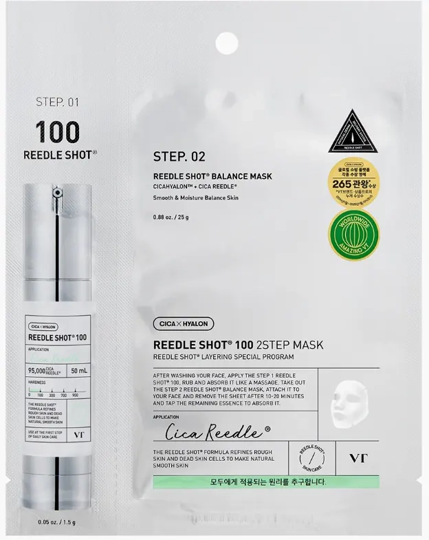 Маска тканевая для лица с микроиглами Reedle Shot 100 2-Step Mask, 25 гр+1,5 гр