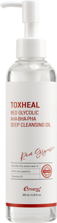 Масло гидрофильное TOXHEAL RED GLYCOLIC AHA, BHA, PHA DEEP CLEANSING OIL, 200 мл