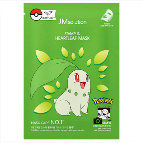 Маска тканевая успокаивающая с хауттюйнией Stamp In Heartleaf Mask X Pokemon Chikorita
