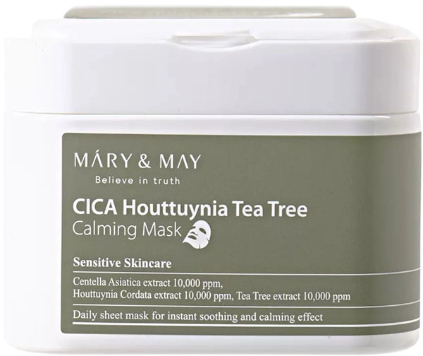 Набор масок тканевых успокаивающих Cica Houttuynia Tea Tree Calming Mask, 30 шт