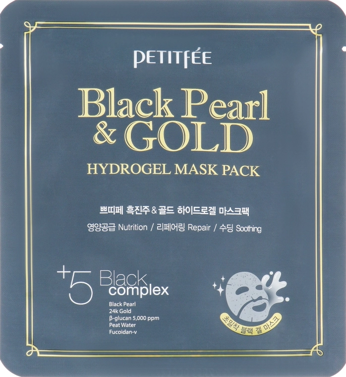[PETITFEE] Маска гидрогелевая для лица ЖЕМЧУГ/ЗОЛОТО Black Pearl & Gold Hydrogel Mask Pack, 1 шт