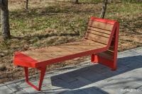 Лавка Infinity широкая, фигурный край, фигурная спинка, сталь, дерево