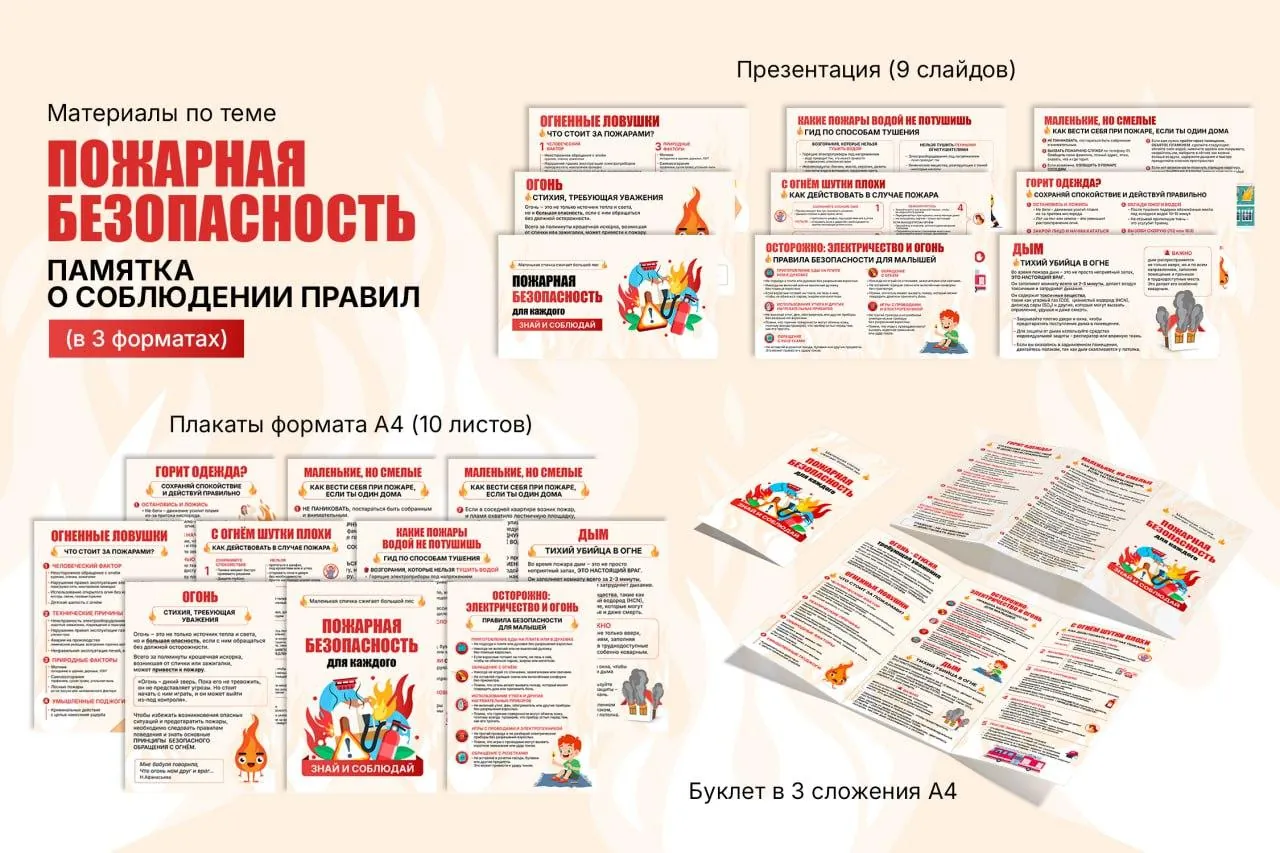 Материалы по теме «Пожарная безопасность для каждого». Плакаты, буклет, презентация.