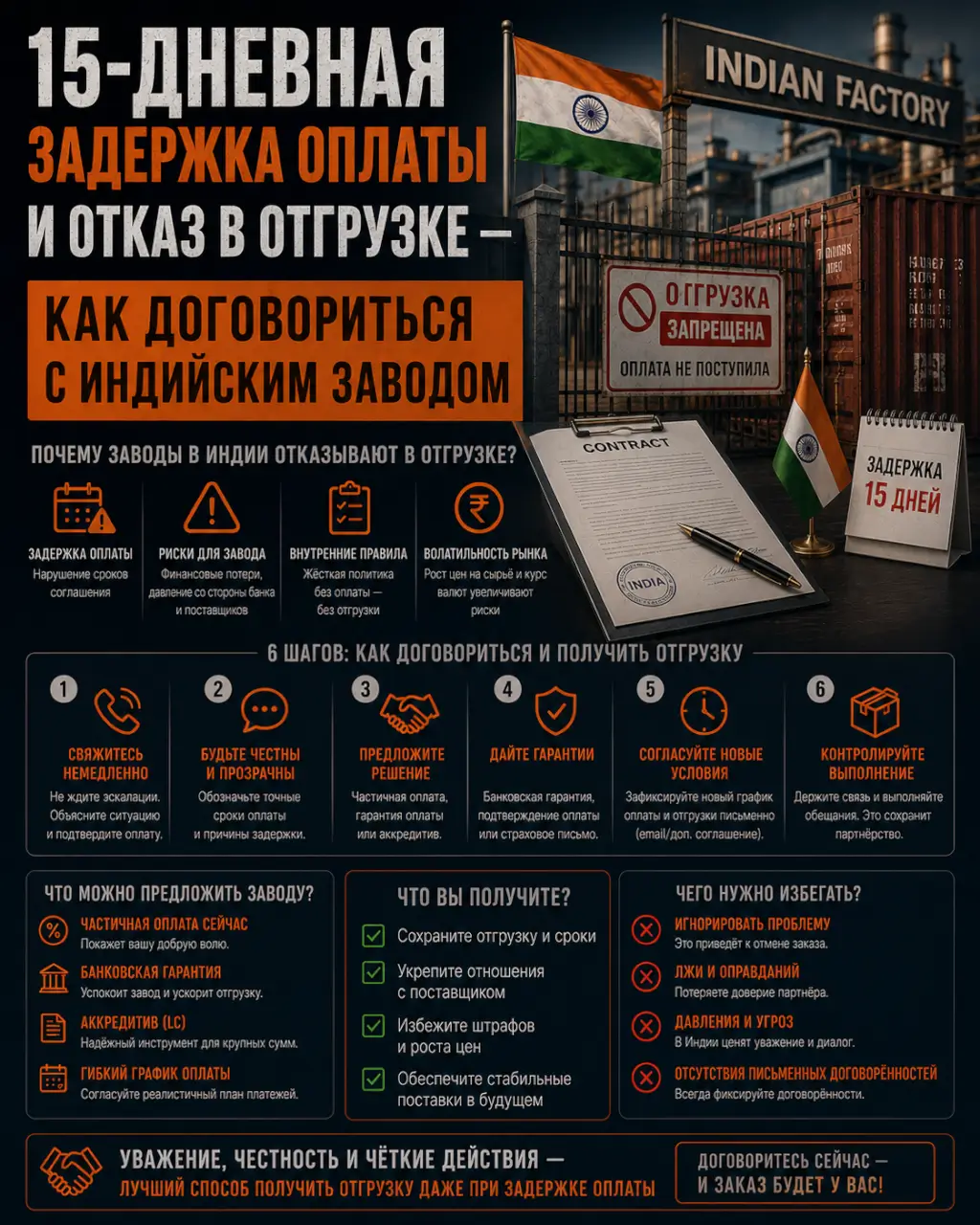 15-дневная задержка оплаты и отказ в отгрузке — как договориться с индийским заводом — фото 1 из 1