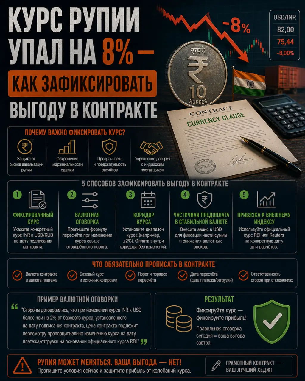 Курс рупии упал на 8% — как зафиксировать выгоду в контракте — фото 1 из 1