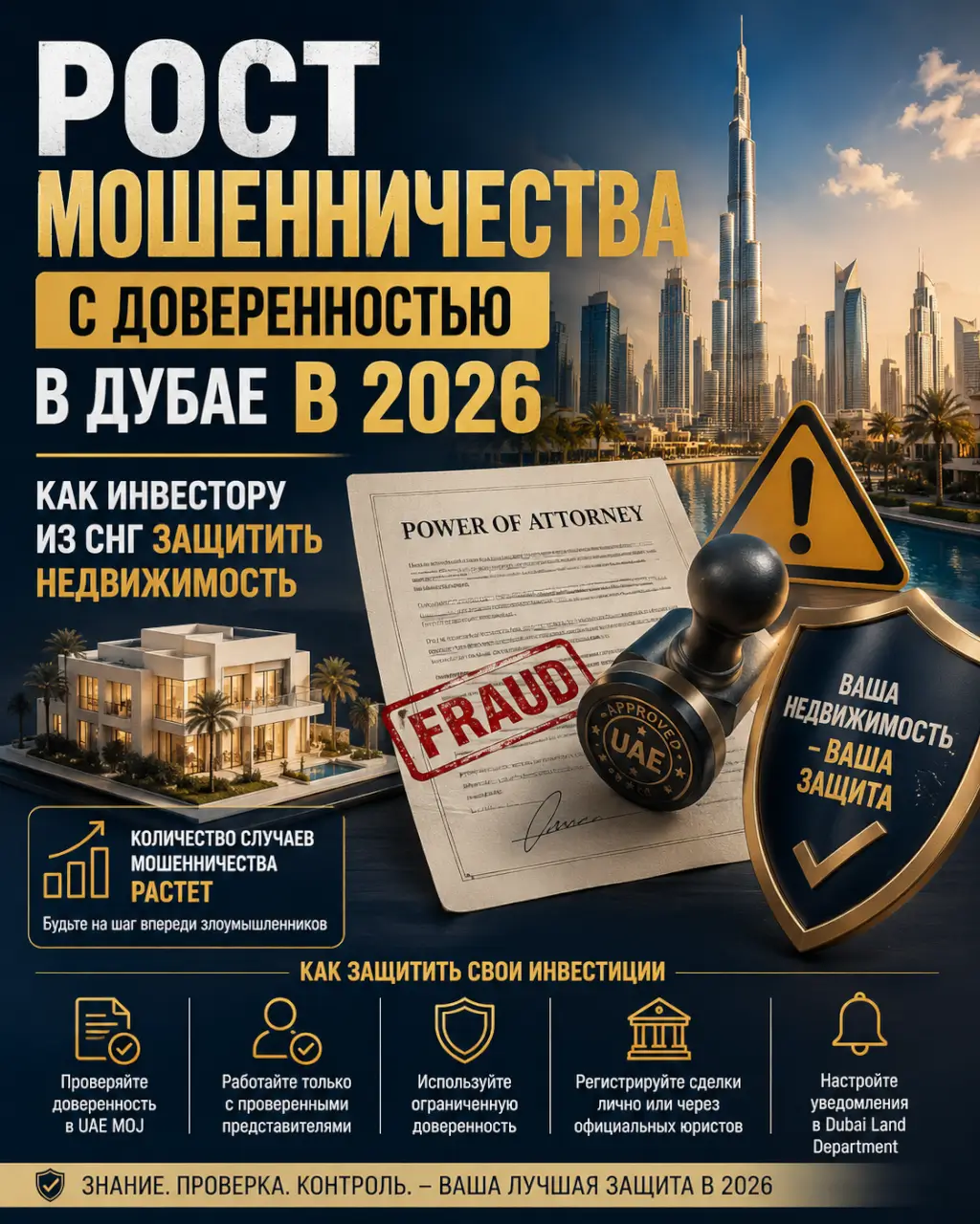Рост мошенничества с доверенностью в Дубае в 2026 — как инвестору из СНГ защитить недвижимость — фото 1 из 1