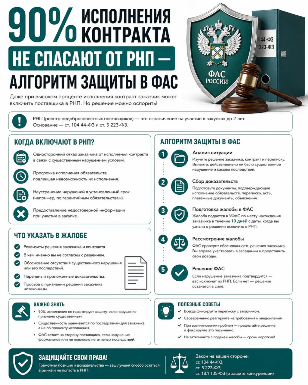 90% исполнения контракта не спасают от РНП — алгоритм защиты в ФАС — фото 1 из 1