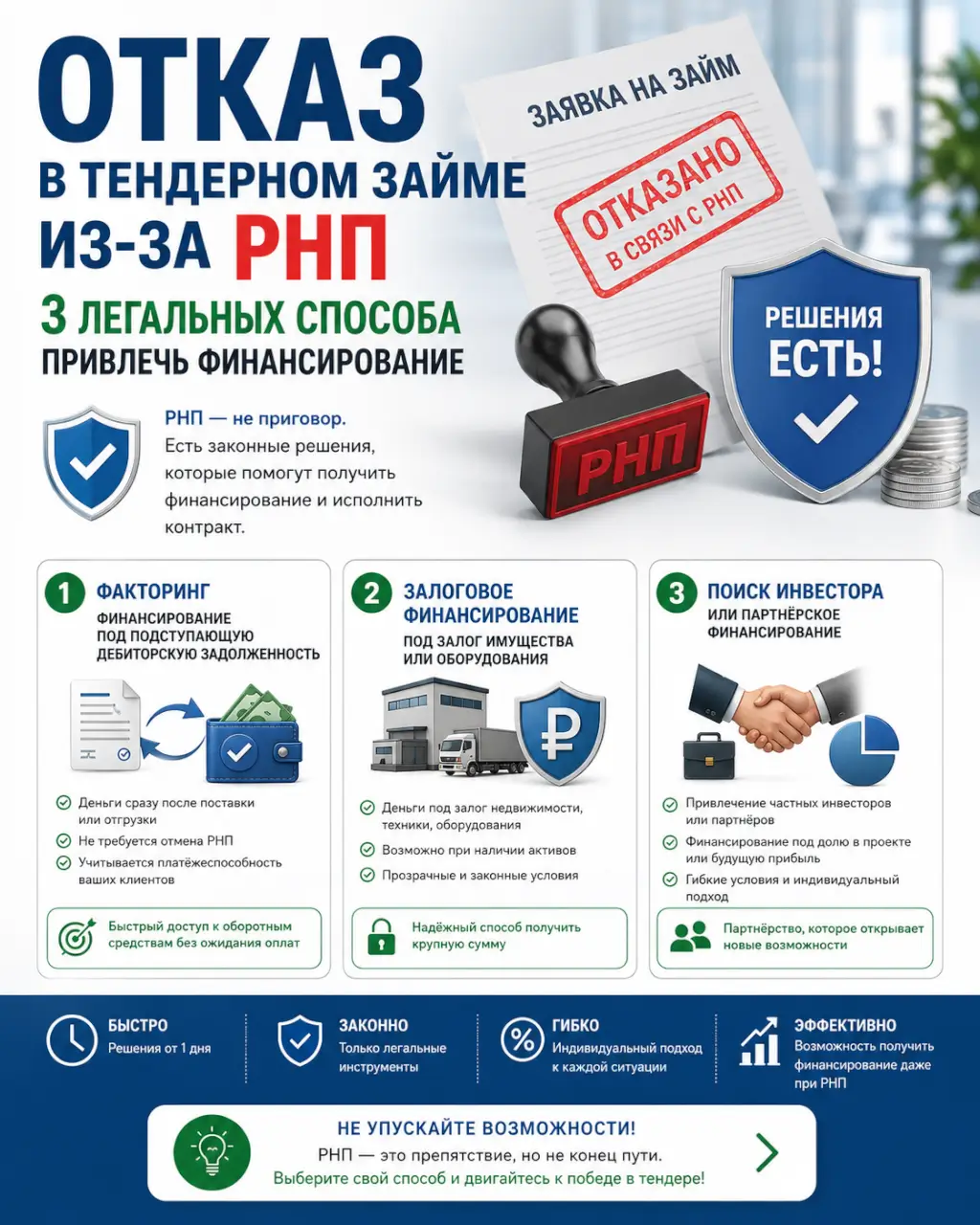 Отказ в тендерном займе из-за РНП — 3 легальных способа привлечь финансирование — фото 1 из 1