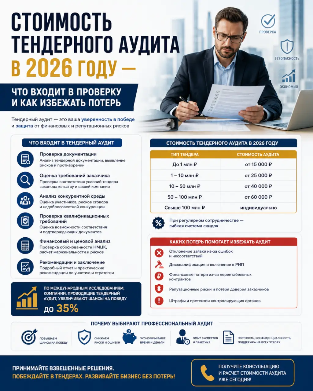 Стоимость тендерного аудита в 2026 году — что входит в проверку и как избежать потерь