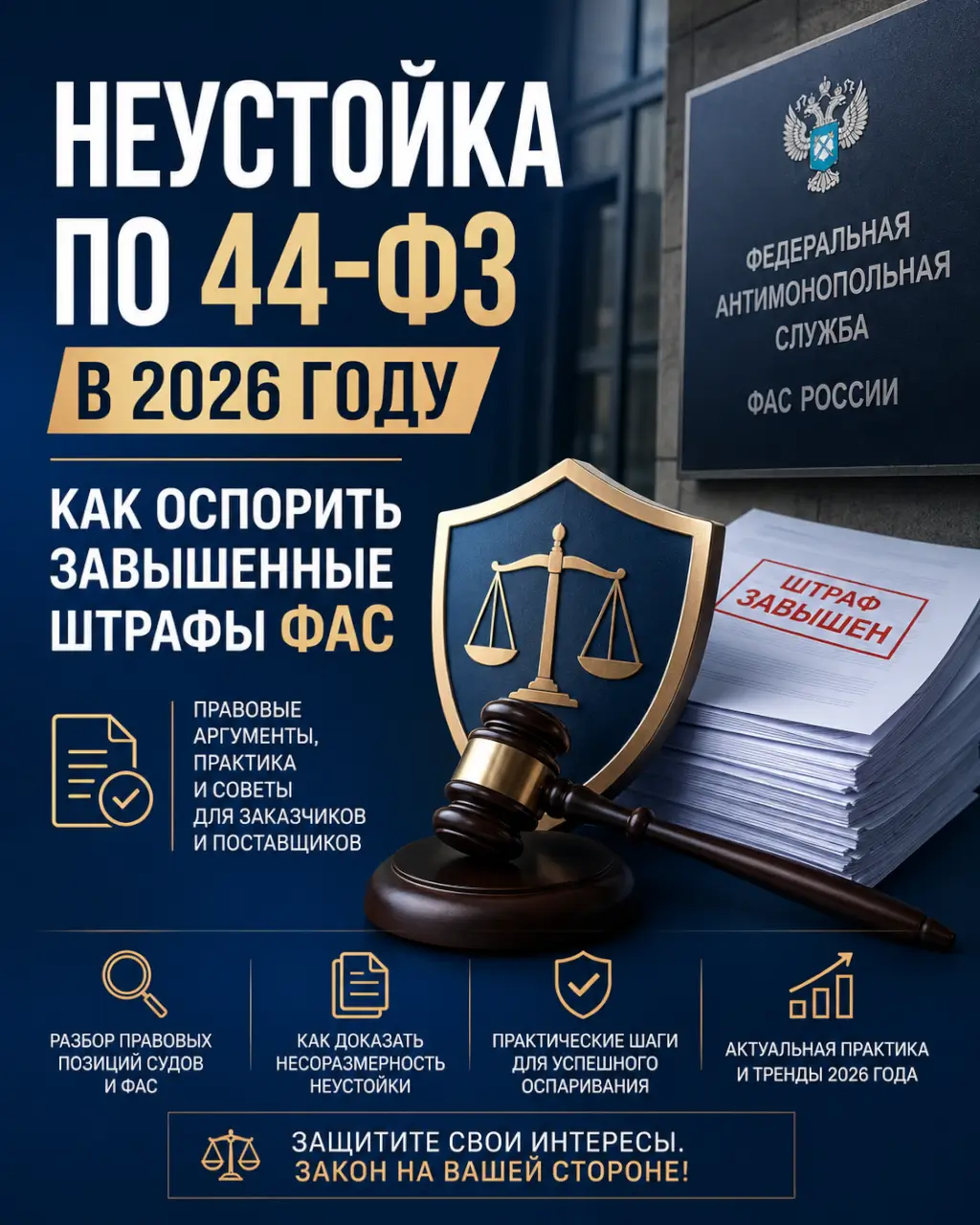 Неустойка по 44-ФЗ в 2026 году — как оспорить завышенные штрафы ФАС — фото 1 из 1