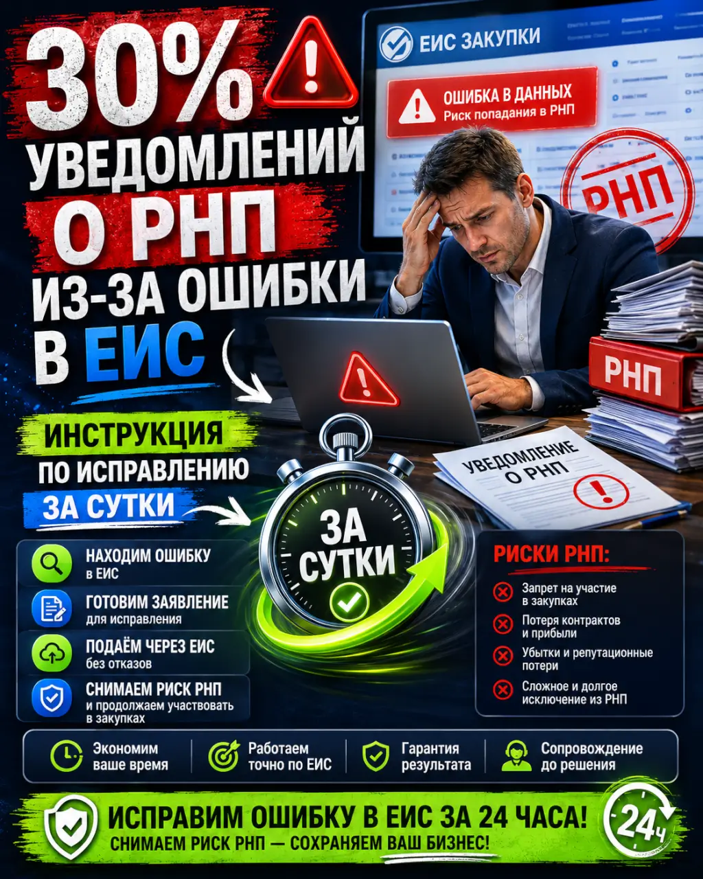 30% уведомлений о РНП из-за ошибки в ЕИС — инструкция по исправлению за сутки — фото 1 из 1
