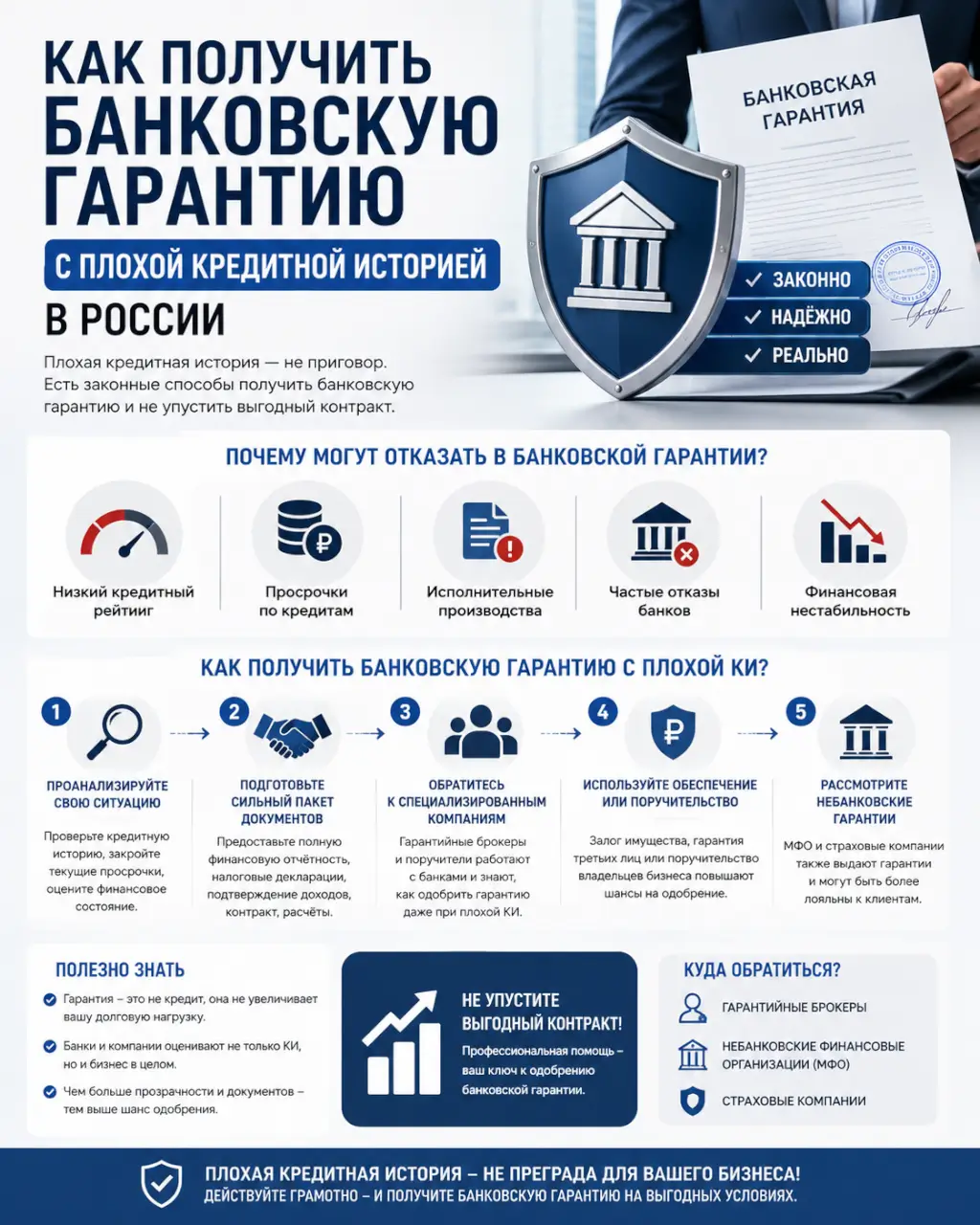 Как получить банковскую гарантию с плохой кредитной историей в России