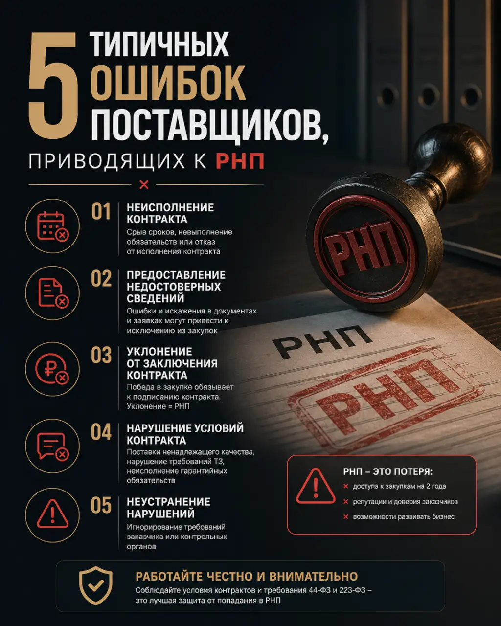 5 типичных ошибок поставщиков, приводящих к РНП