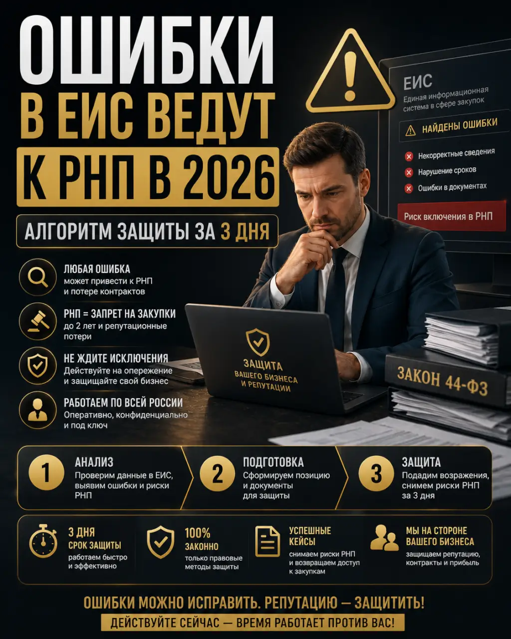 Ошибки в ЕИС ведут к РНП в 2026 — алгоритм защиты за 3 дня — фото 1 из 1