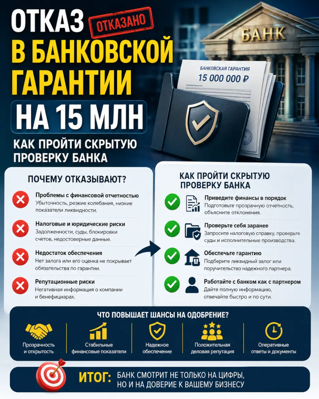 Отказ в банковской гарантии на 15 млн — как пройти скрытую проверку банка — фото 1 из 1
