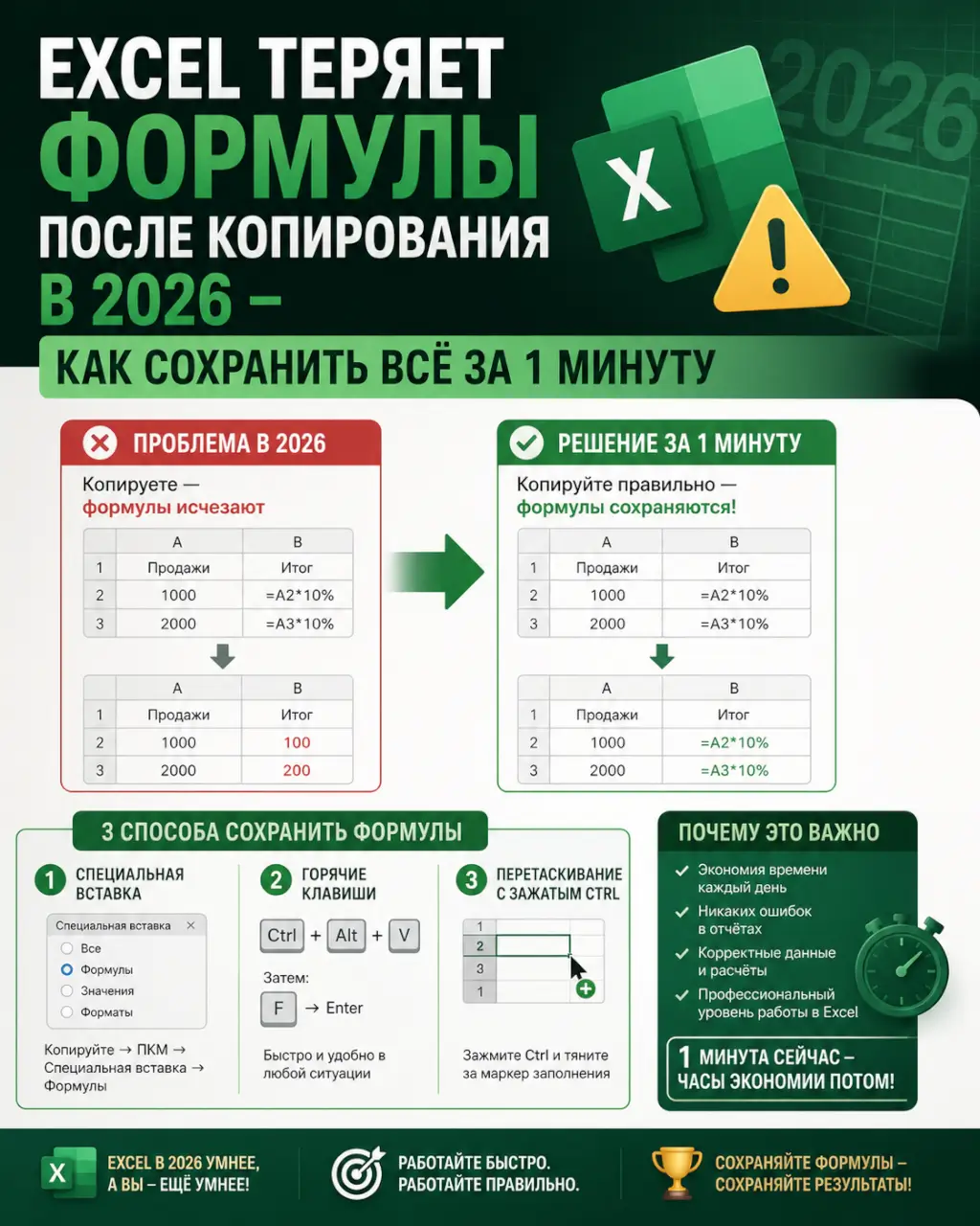 Excel теряет формулы после копирования — как сохранить всё за 1 минуту — фото 1 из 1