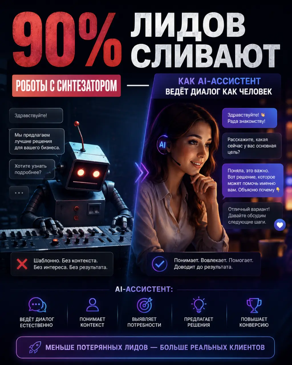 90% лидов сливают роботы с синтезатором — как AI-ассистент ведёт диалог как человек — фото 1 из 1