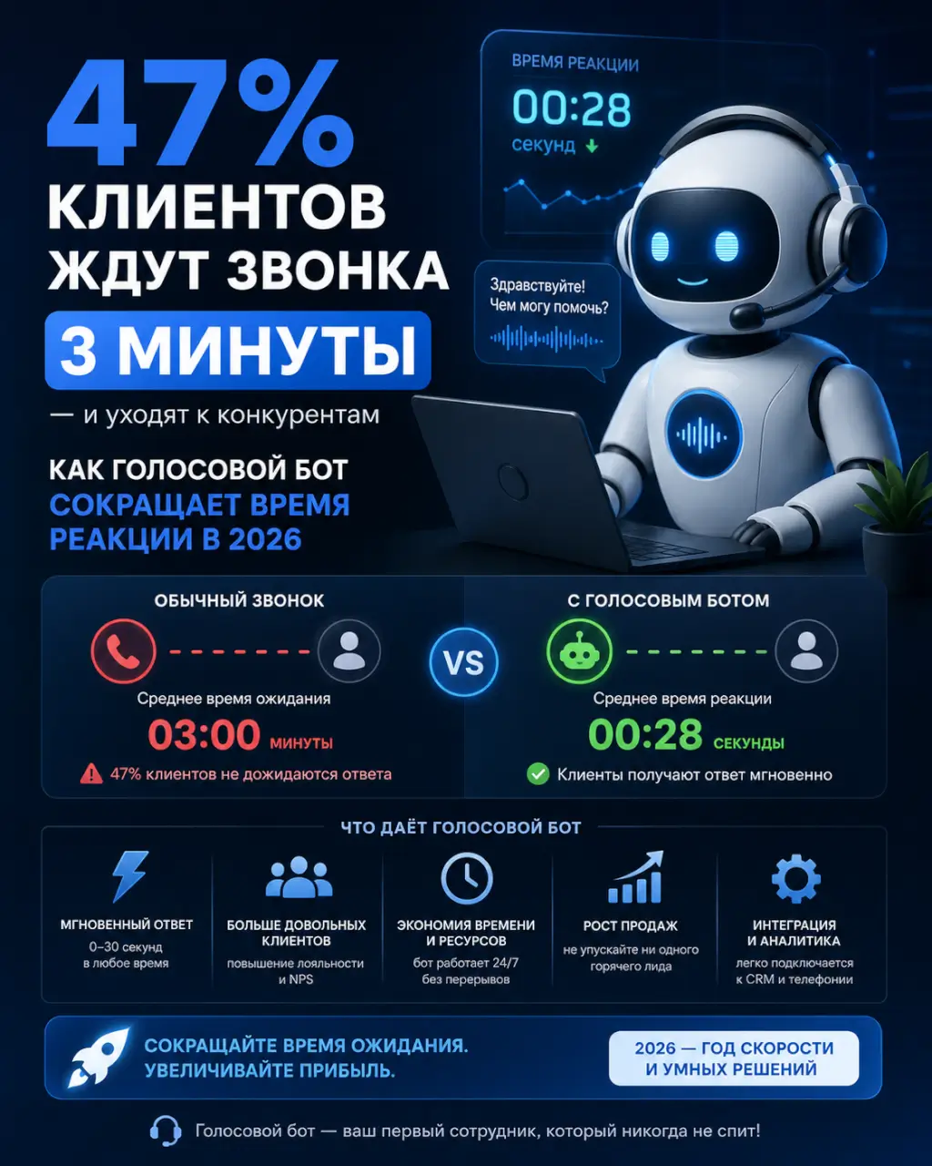 клиентов ждут звонка 3 минуты — как голосовой бот сокращает время реакции — фото 1 из 1