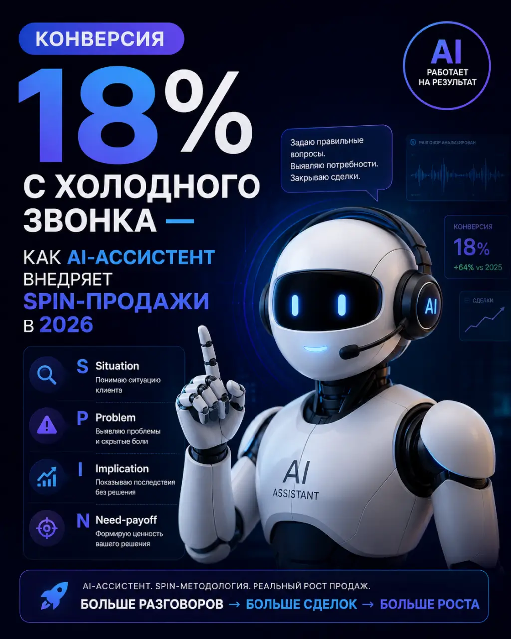 Холодный звонок с конверсией 18%: как AI-ассистент применяет SPIN-продажи — фото 1 из 1