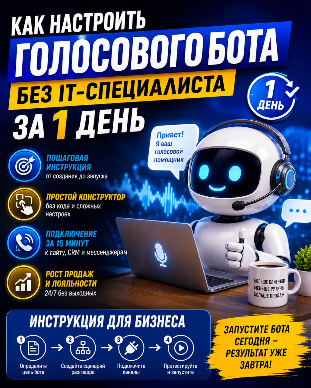 Как настроить голосового бота без IT-специалиста за 1 день — инструкция для бизнеса — фото 1 из 1