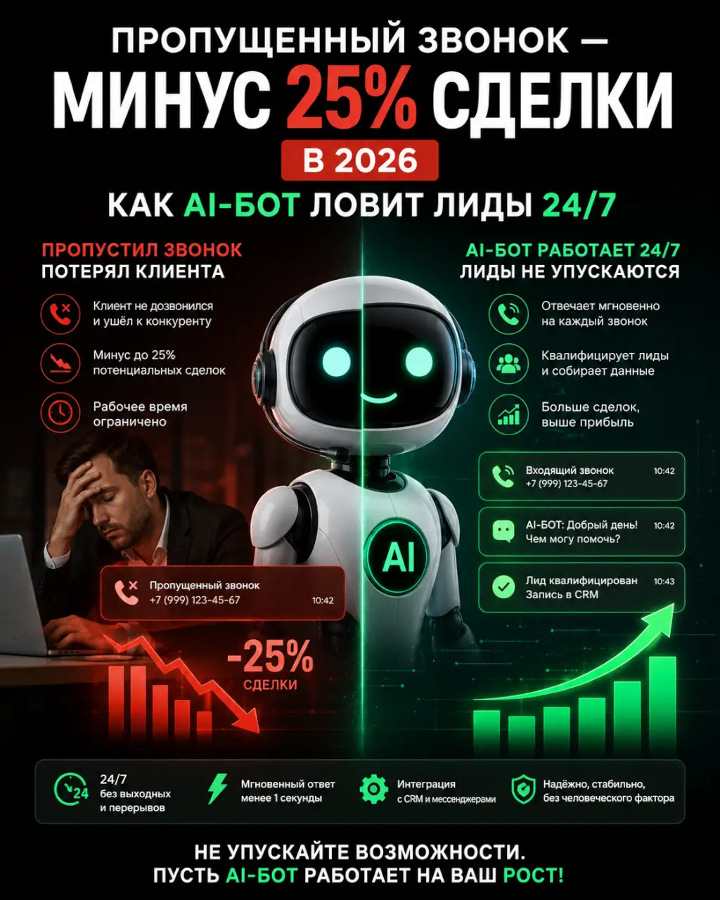 Пропущенный звонок — минус сделка: как AI-бот ловит лиды 24/7 — фото 1 из 1