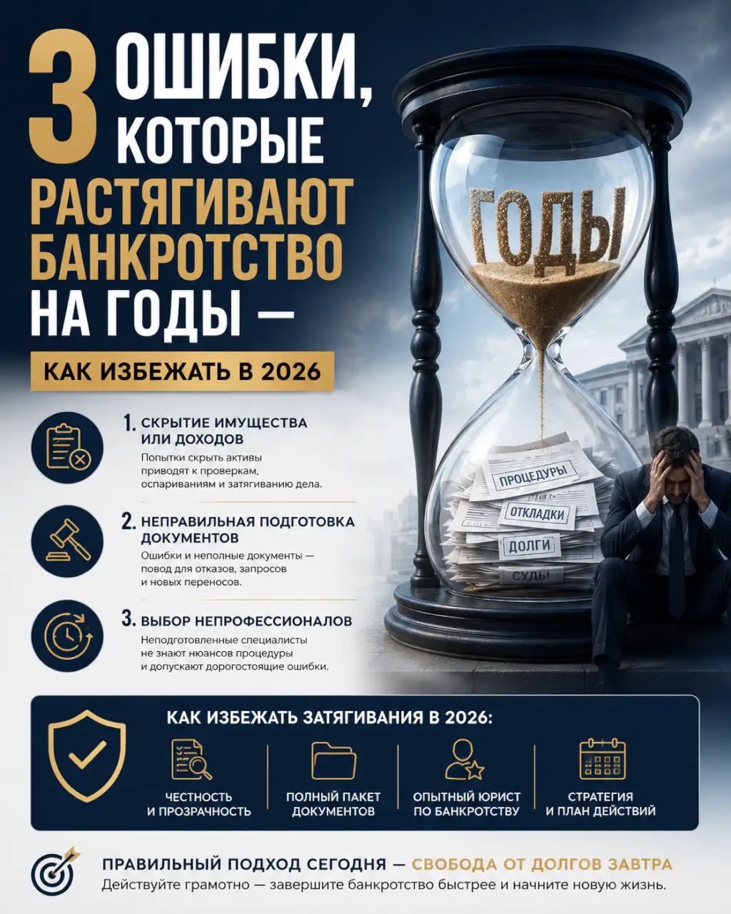 3 ошибки, которые растягивают банкротство на годы — как избежать в 2026