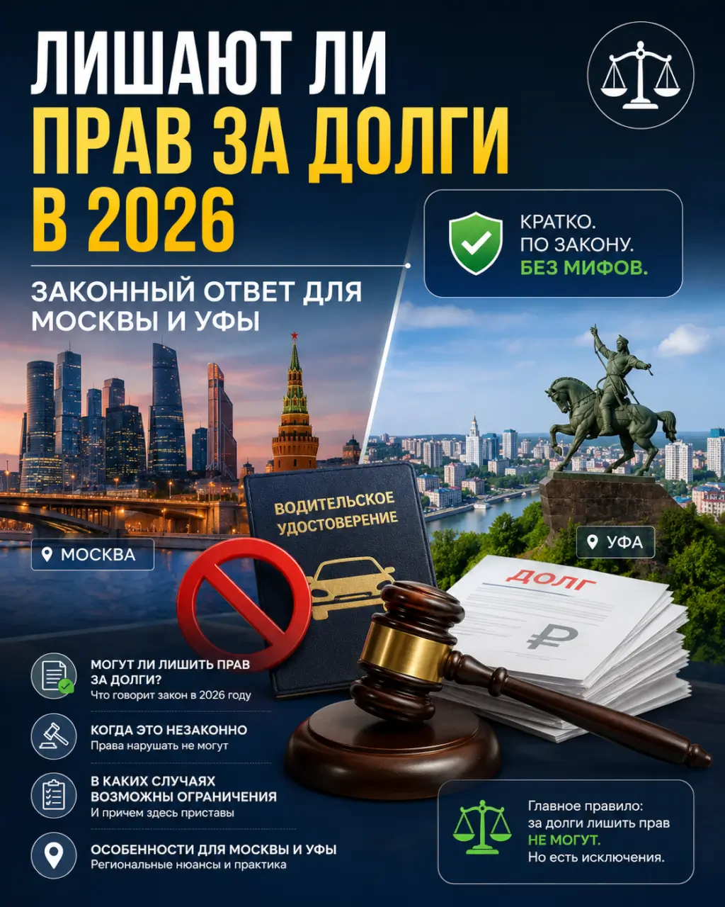 Лишают ли прав за долги в 2026 — законный ответ для Москвы и Уфы — фото 1 из 1