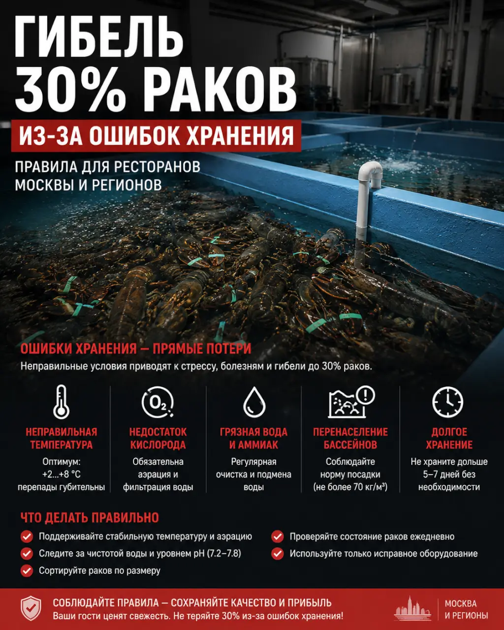 Гибель 30% раков из-за ошибок хранения — правила для ресторанов Москвы и регионов — фото 1 из 1
