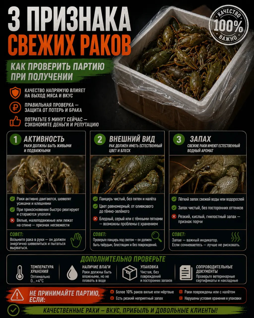 3 признака свежих раков — как проверить партию при получении — фото 1 из 1