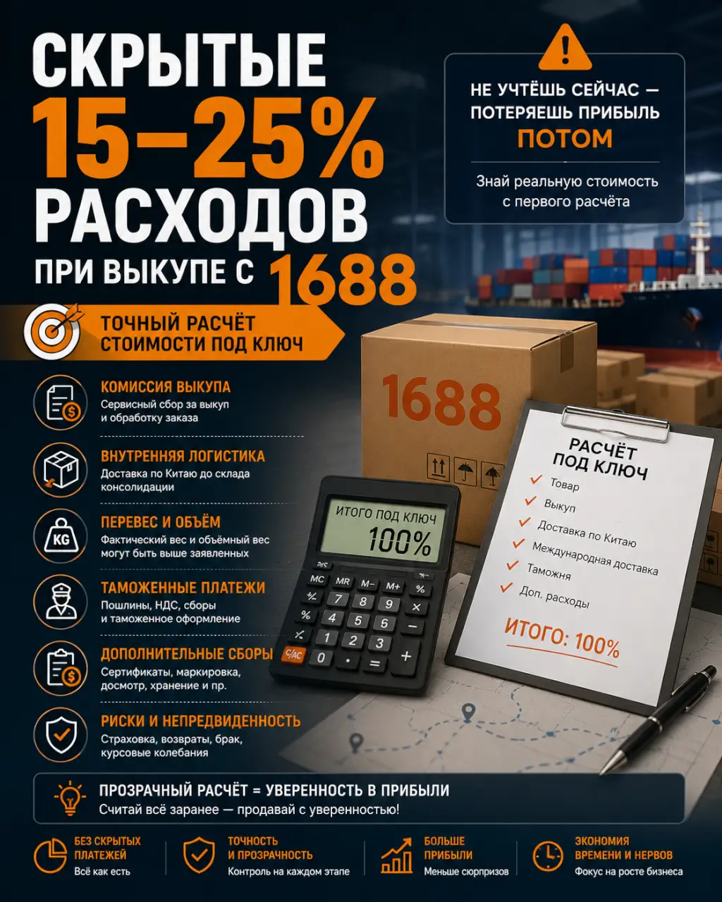 Скрытые 15–25% расходов при выкупе с 1688 — точный расчёт стоимости под ключ — фото 1 из 1
