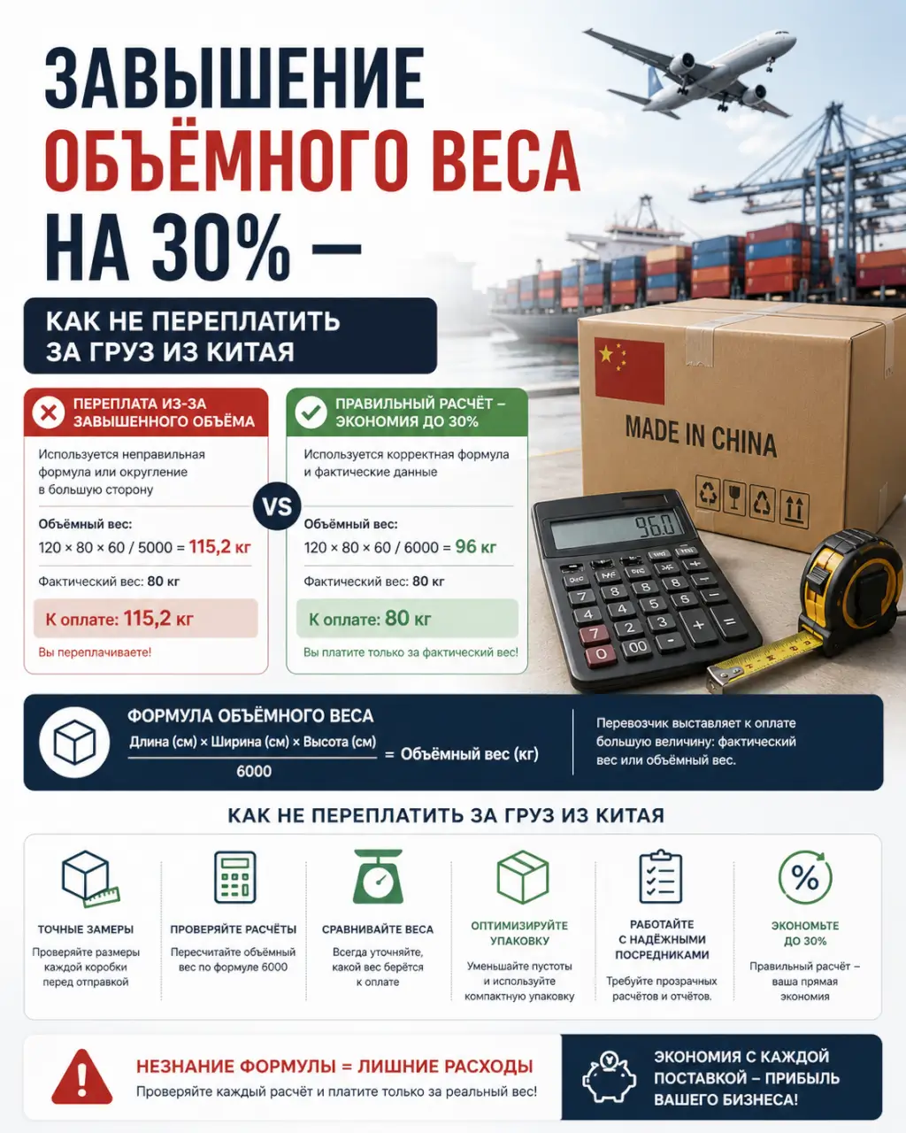 Завышение объёмного веса на 30% — как не переплатить за груз из Китая — фото 1 из 1