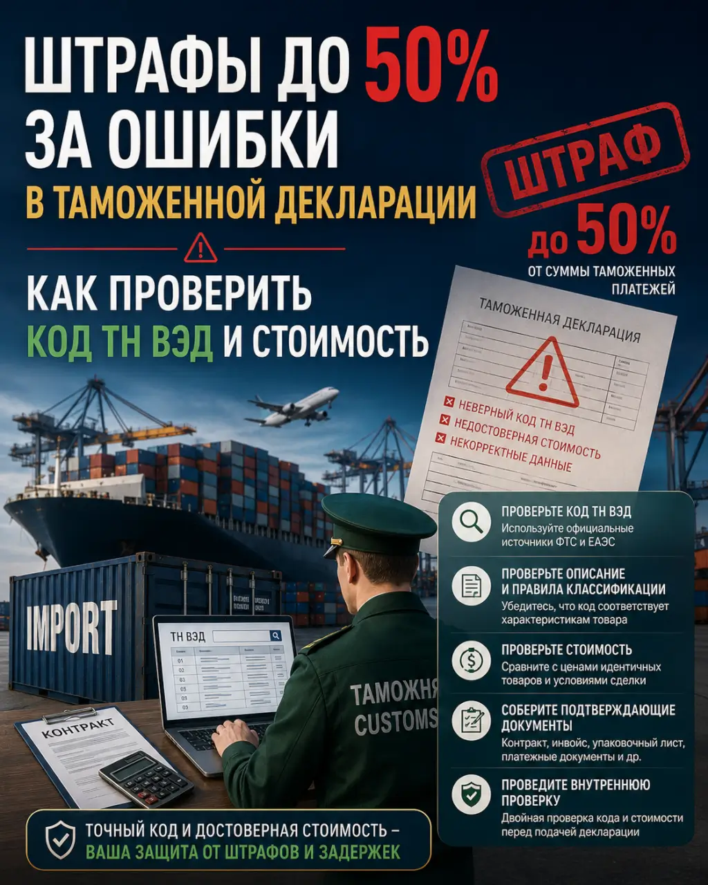 Штрафы до 50% за ошибки в таможенной декларации — как проверить код ТН ВЭД и стоимость — фото 1 из 1